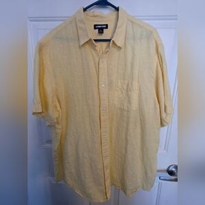 Lands' End Men's Light Yellow Casual Shirt